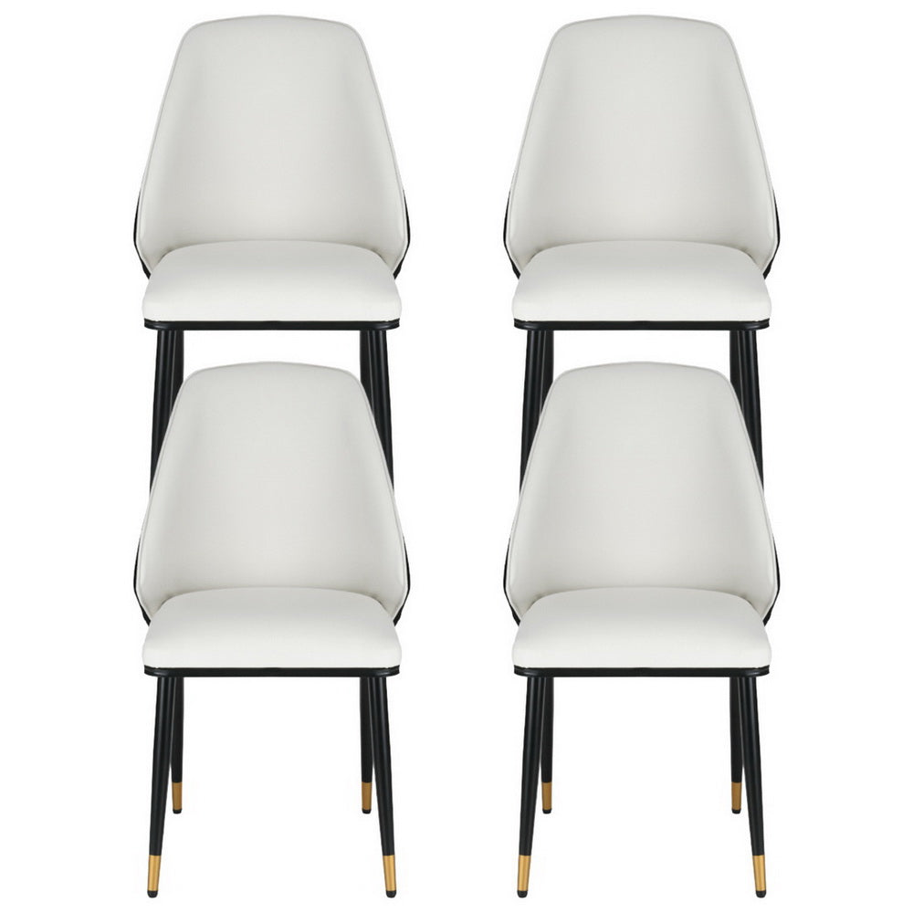 Artiss Dining Chairs Set of 4 Leather Seat Beige and Black Artiss