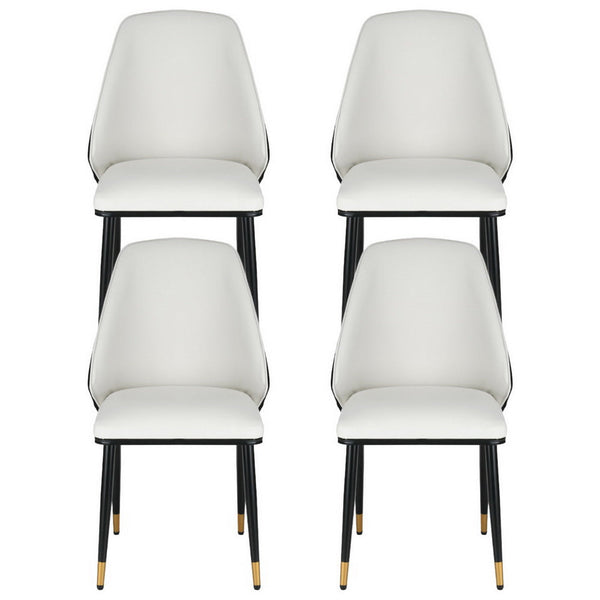 Artiss Dining Chairs Set of 4 Leather Seat Beige and Black Artiss