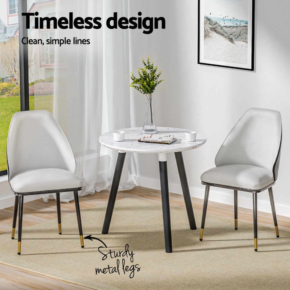 Artiss Dining Chairs Set of 4 Leather Seat Beige and Black Artiss