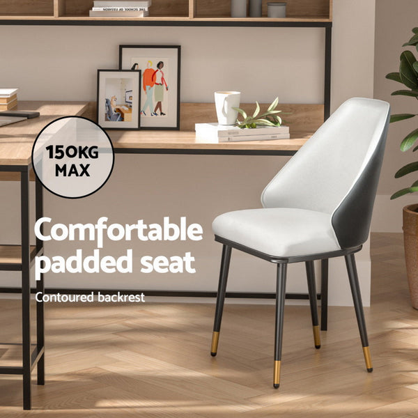 Artiss Dining Chairs Set of 4 Leather Seat Beige and Black Artiss