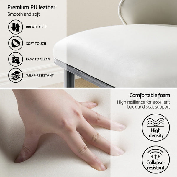 Artiss Dining Chairs Set of 4 Leather Seat Beige and Black Artiss