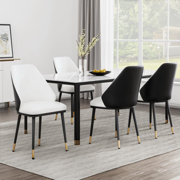Artiss Dining Chairs Set of 4 Leather Seat Beige and Black Artiss