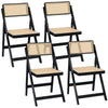 Artiss 4x Dining Chairs Wooden Rattan Foldable Black