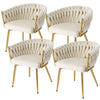 1 Set of 4 Artiss Dining Chairs Velvet Armchair Beige