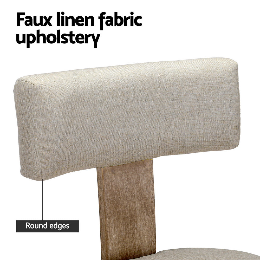 Artiss Dining Chairs Set of 4 Linen Fabric Wooden Beige Artiss