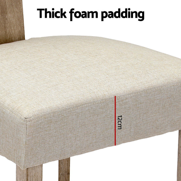 Artiss Dining Chairs Set of 4 Linen Fabric Wooden Beige Artiss