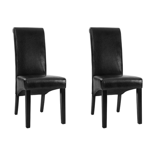 Artiss Dining Chairs Set of 2 Leather Parsons Chair Black Artiss