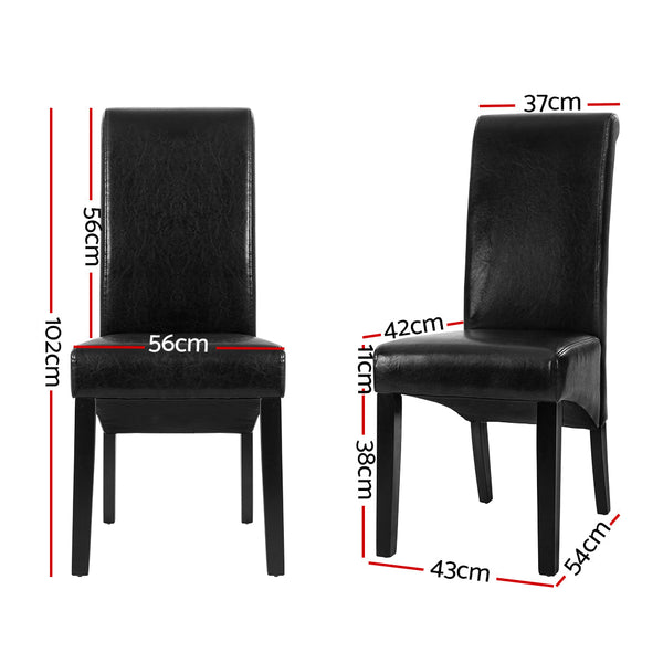 Artiss Dining Chairs Set of 2 Leather Parsons Chair Black Artiss