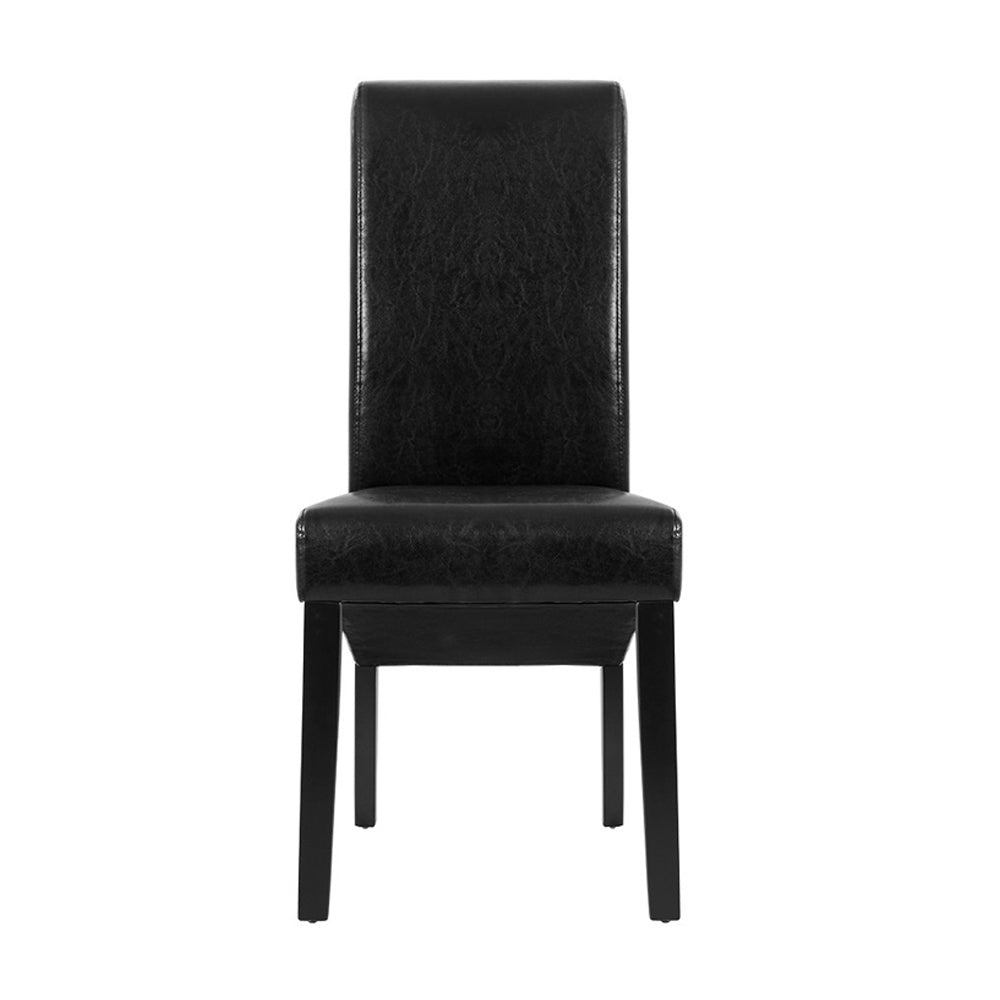 Artiss Dining Chairs Set of 2 Leather Parsons Chair Black Artiss