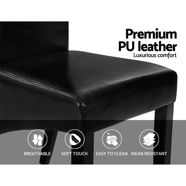 Artiss Dining Chairs Set of 2 Leather Parsons Chair Black Artiss