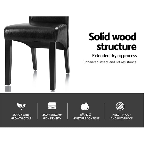 Artiss Dining Chairs Set of 2 Leather Parsons Chair Black Artiss