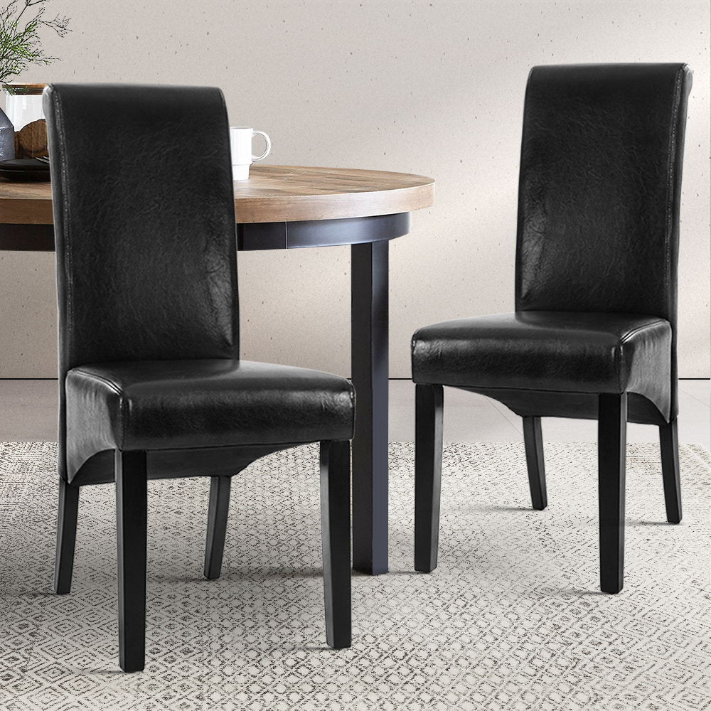 Artiss Dining Chairs Set of 2 Leather Parsons Chair Black Artiss