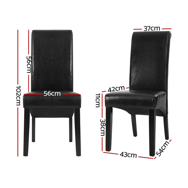 Artiss Dining Chairs Set of 2 Leather Parsons Chair Black Artiss