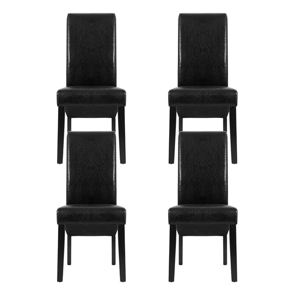 Artiss Dining Chairs Set of 2 Leather Parsons Chair Black Artiss