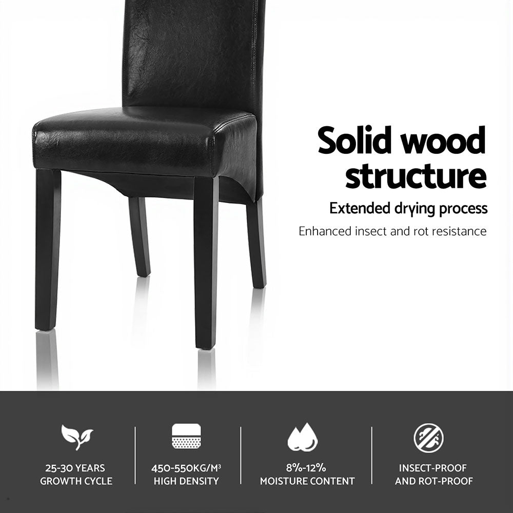Artiss Dining Chairs Set of 2 Leather Parsons Chair Black Artiss