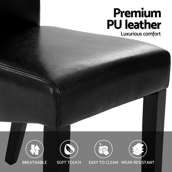 Artiss Dining Chairs Set of 2 Leather Parsons Chair Black Artiss