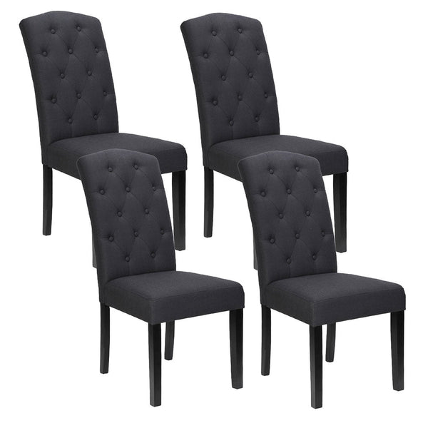 Artiss Dining Chairs Set of 4 Linen Parsons Chair Dark Grey Artiss