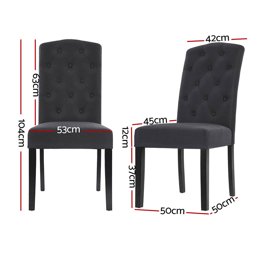 Artiss Dining Chairs Set of 4 Linen Parsons Chair Dark Grey Artiss