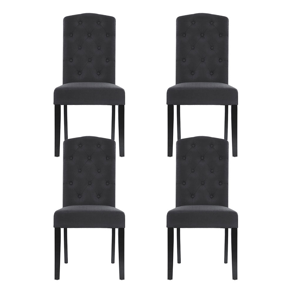Artiss Dining Chairs Set of 4 Linen Parsons Chair Dark Grey Artiss
