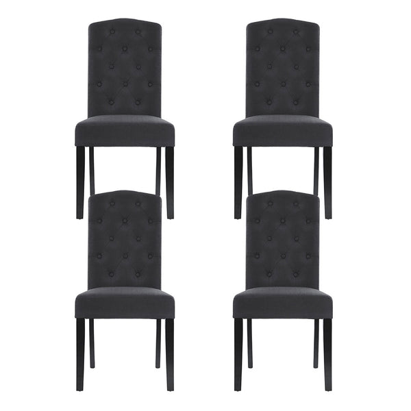 Artiss Dining Chairs Set of 4 Linen Parsons Chair Dark Grey Artiss