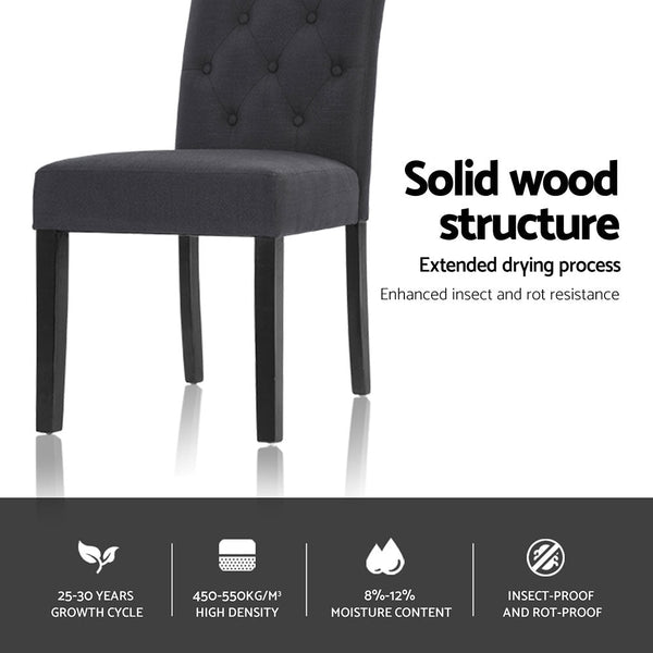 Artiss Dining Chairs Set of 4 Linen Parsons Chair Dark Grey Artiss