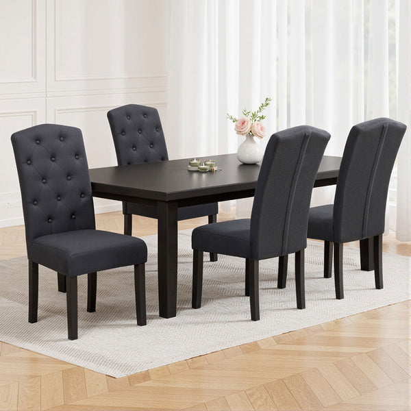 Artiss Dining Chairs Set of 4 Linen Parsons Chair Dark Grey Artiss