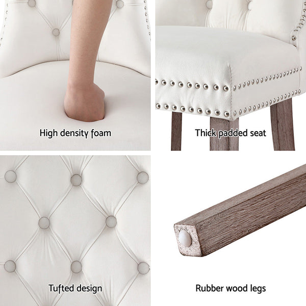 1 Set of 2 Artiss Dining Chairs Beige Velvet Artiss