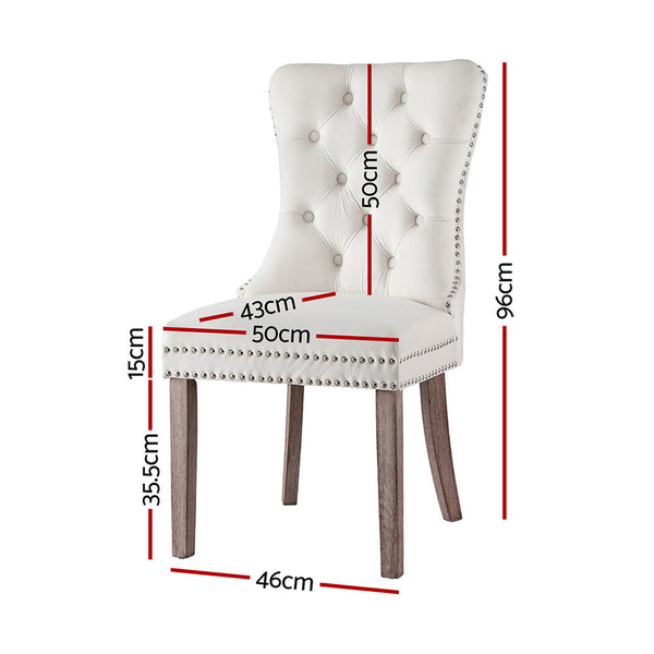 1 Set of 4 Artiss Dining Chairs Beige Velvet Artiss