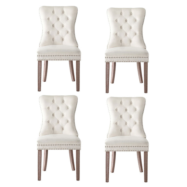1 Set of 4 Artiss Dining Chairs Beige Velvet Artiss