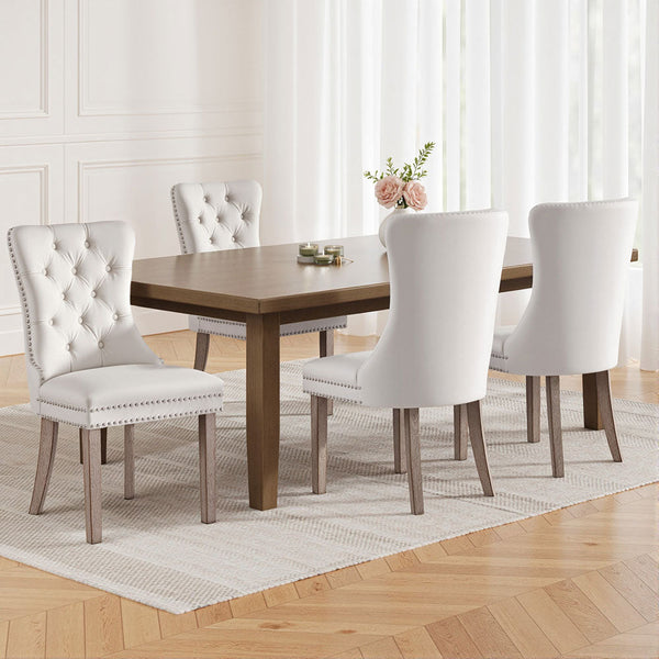 1 Set of 4 Artiss Dining Chairs Beige Velvet Artiss