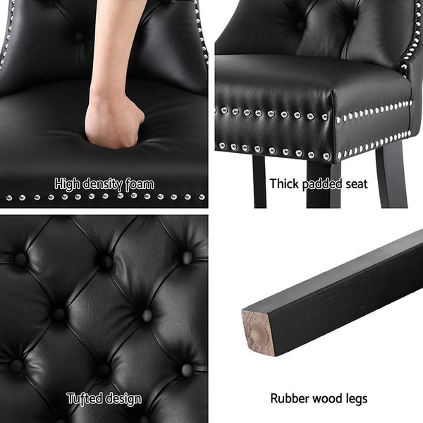 1 Set of 2 Artiss Dining Chairs Black Leather Artiss