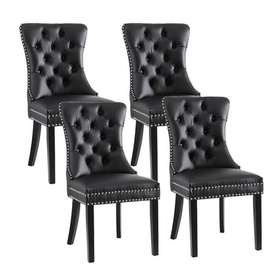 1 Set of 4 Artiss Dining Chairs Black Leather