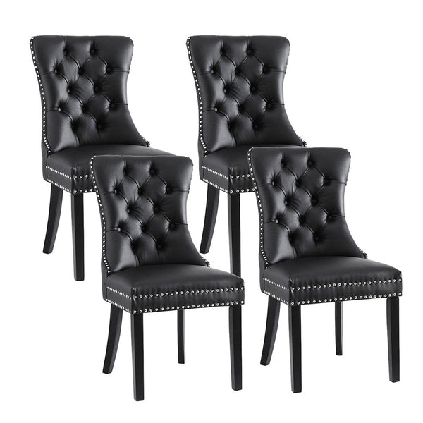 1 Set of 4 Artiss Dining Chairs Black Leather Artiss
