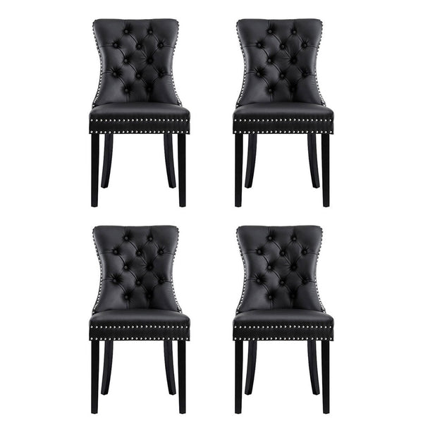 1 Set of 4 Artiss Dining Chairs Black Leather Artiss