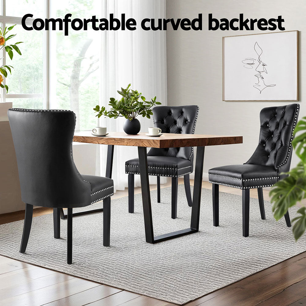 1 Set of 4 Artiss Dining Chairs Black Leather Artiss