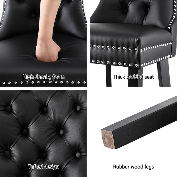 1 Set of 4 Artiss Dining Chairs Black Leather Artiss