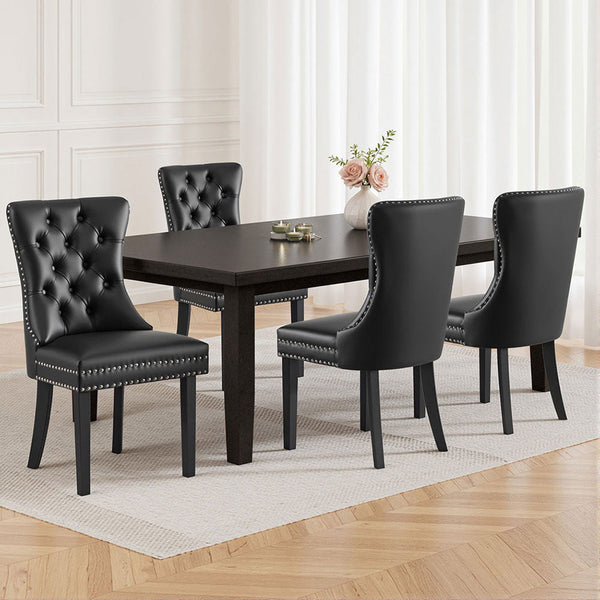 1 Set of 4 Artiss Dining Chairs Black Leather Artiss