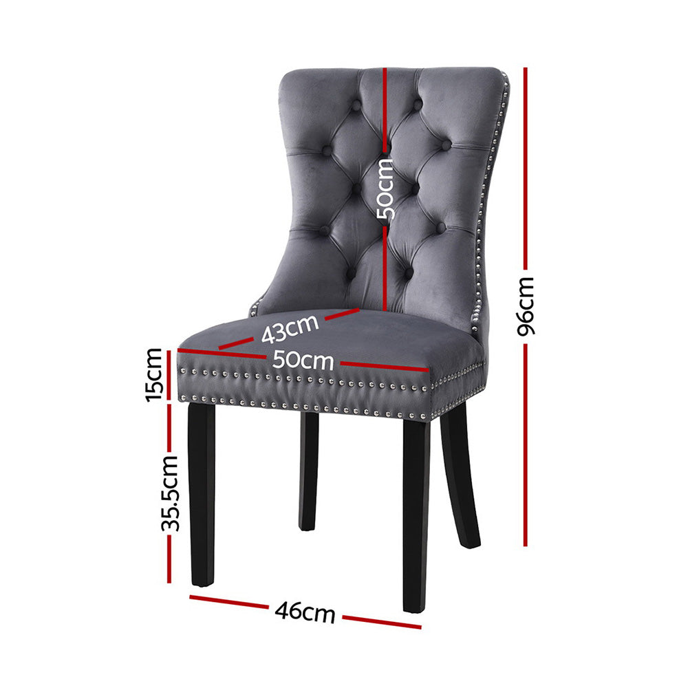 1 Set of 2 Artiss Dining Chairs Grey Velvet Artiss