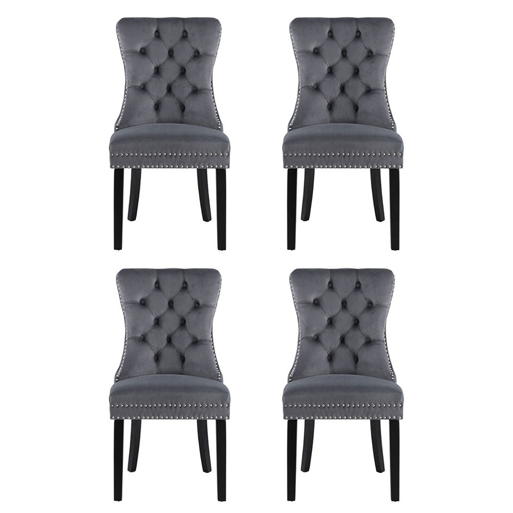 1 Set of 4 Artiss Dining Chairs Grey Velvet Artiss