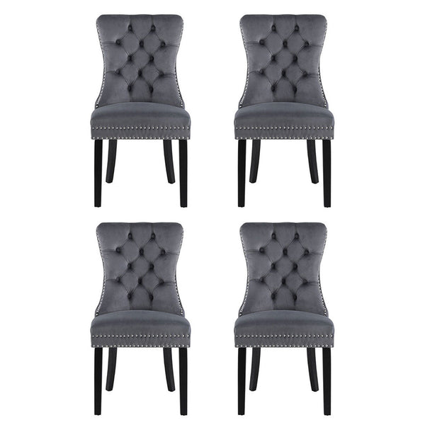 1 Set of 4 Artiss Dining Chairs Grey Velvet Artiss