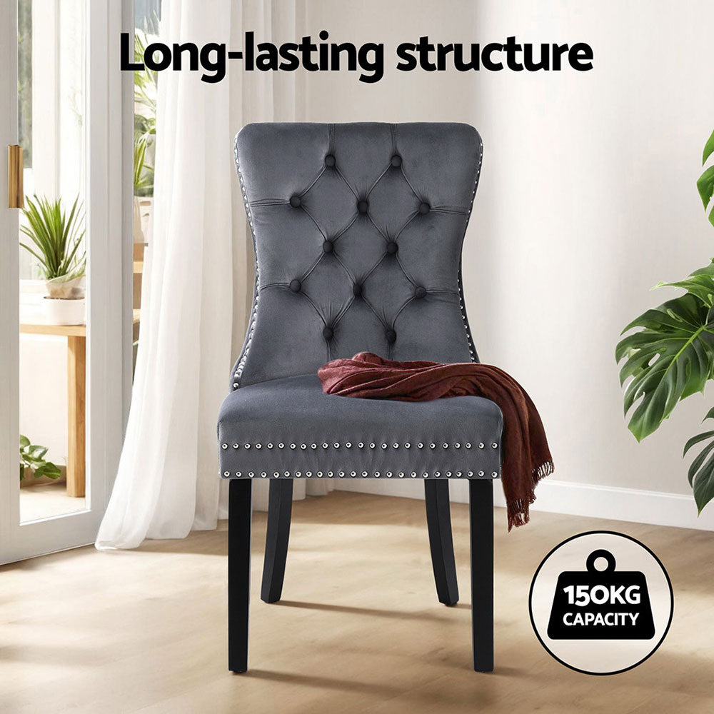 1 Set of 4 Artiss Dining Chairs Grey Velvet Artiss