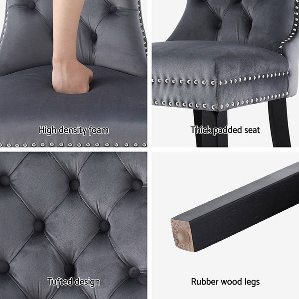 1 Set of 4 Artiss Dining Chairs Grey Velvet Artiss