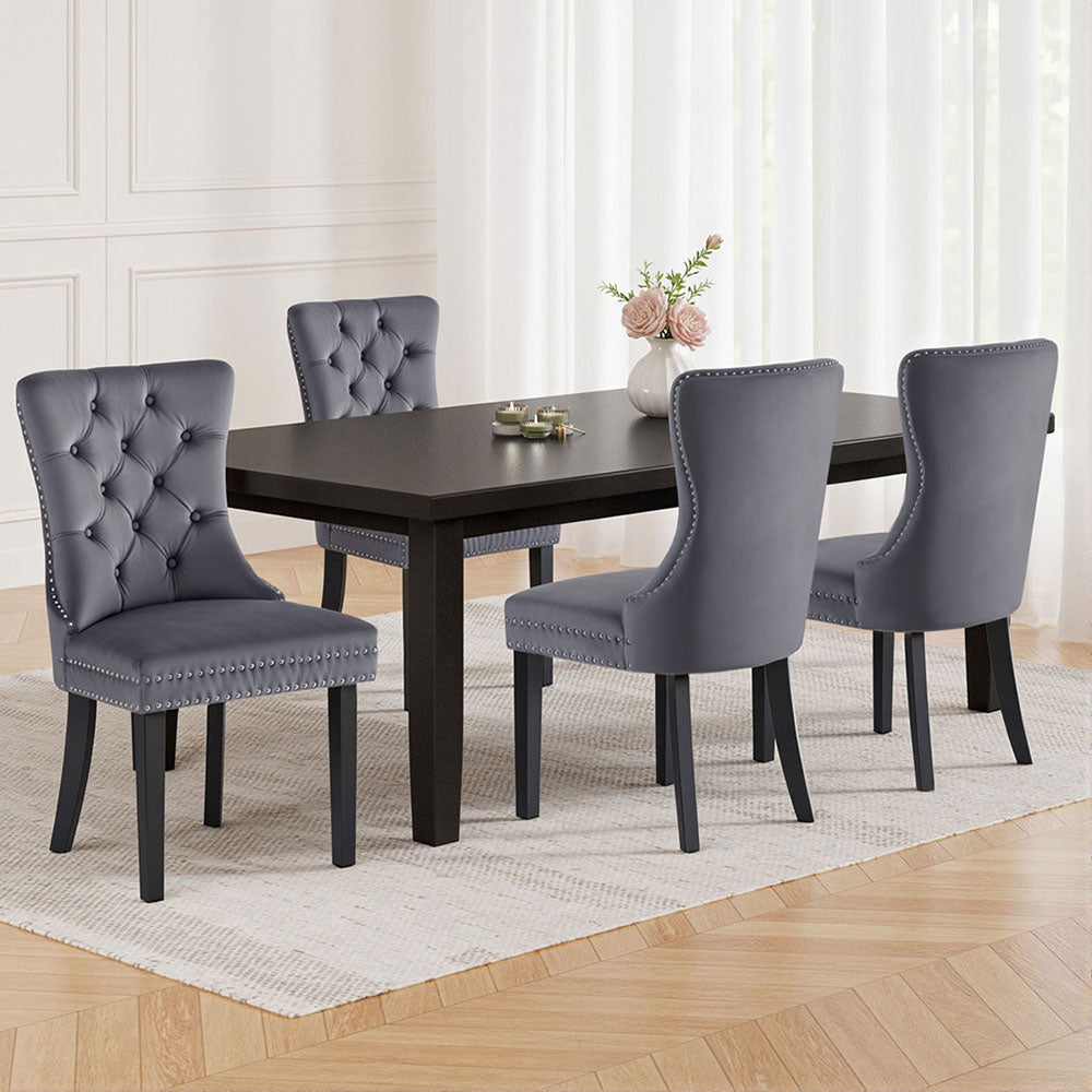 1 Set of 4 Artiss Dining Chairs Grey Velvet Artiss