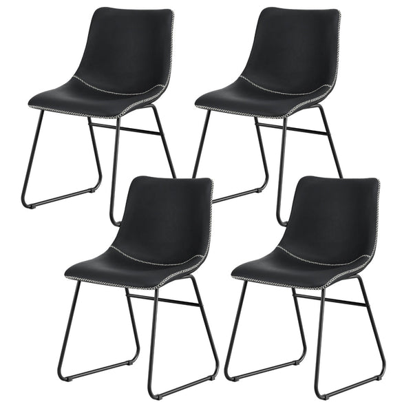 Artiss 4x Dining Chairs Retro PU Leather Kitchen Lounge Cafe Accent Chair Black Awezingly