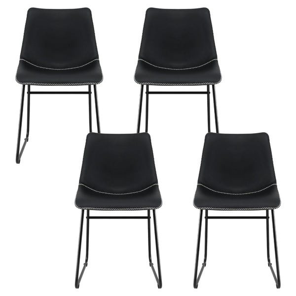 Artiss 4x Dining Chairs Retro PU Leather Kitchen Lounge Cafe Accent Chair Black Awezingly