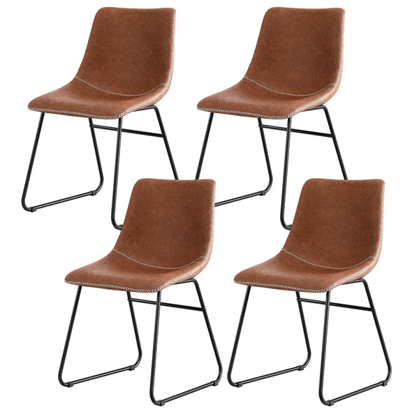 Artiss 4x Dining Chairs Retro PU Leather Kitchen Lounge Cafe Accent Chair Brown Awezingly