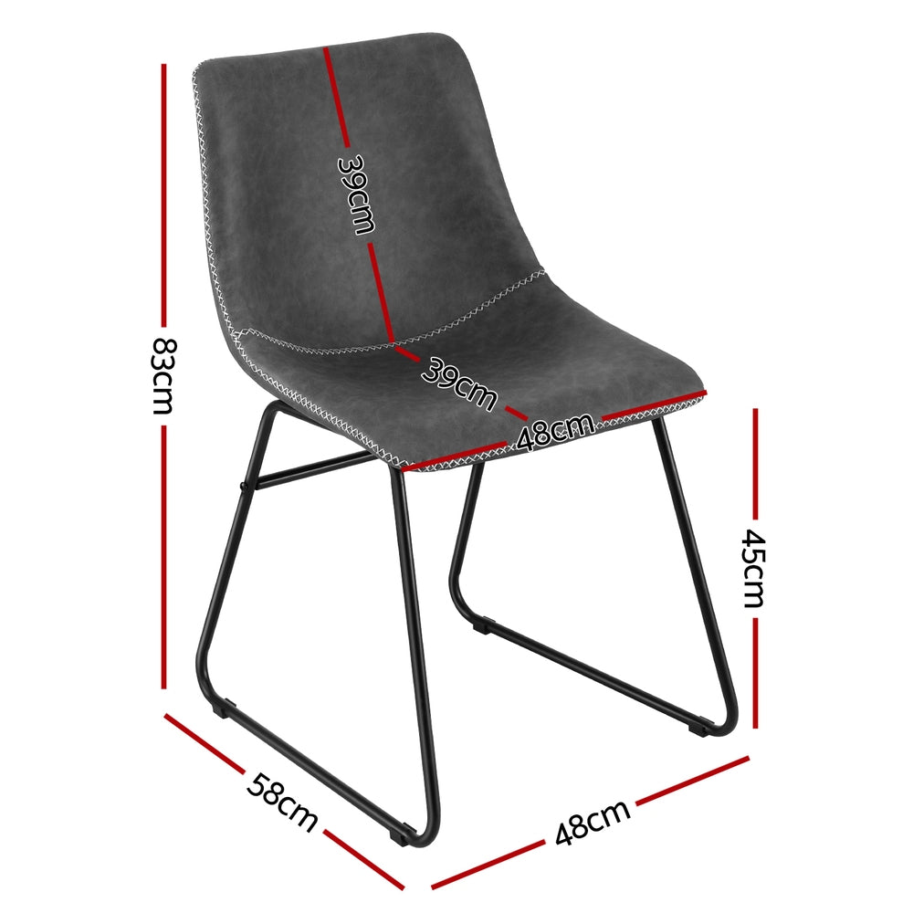Artiss 4x Dining Chairs Retro PU Leather Kitchen Lounge Cafe Accent Chair Grey Awezingly