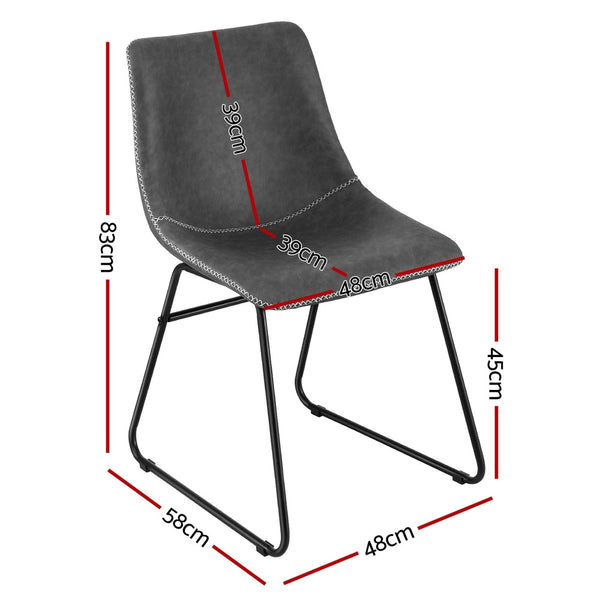 Artiss 4x Dining Chairs Retro PU Leather Kitchen Lounge Cafe Accent Chair Grey Awezingly