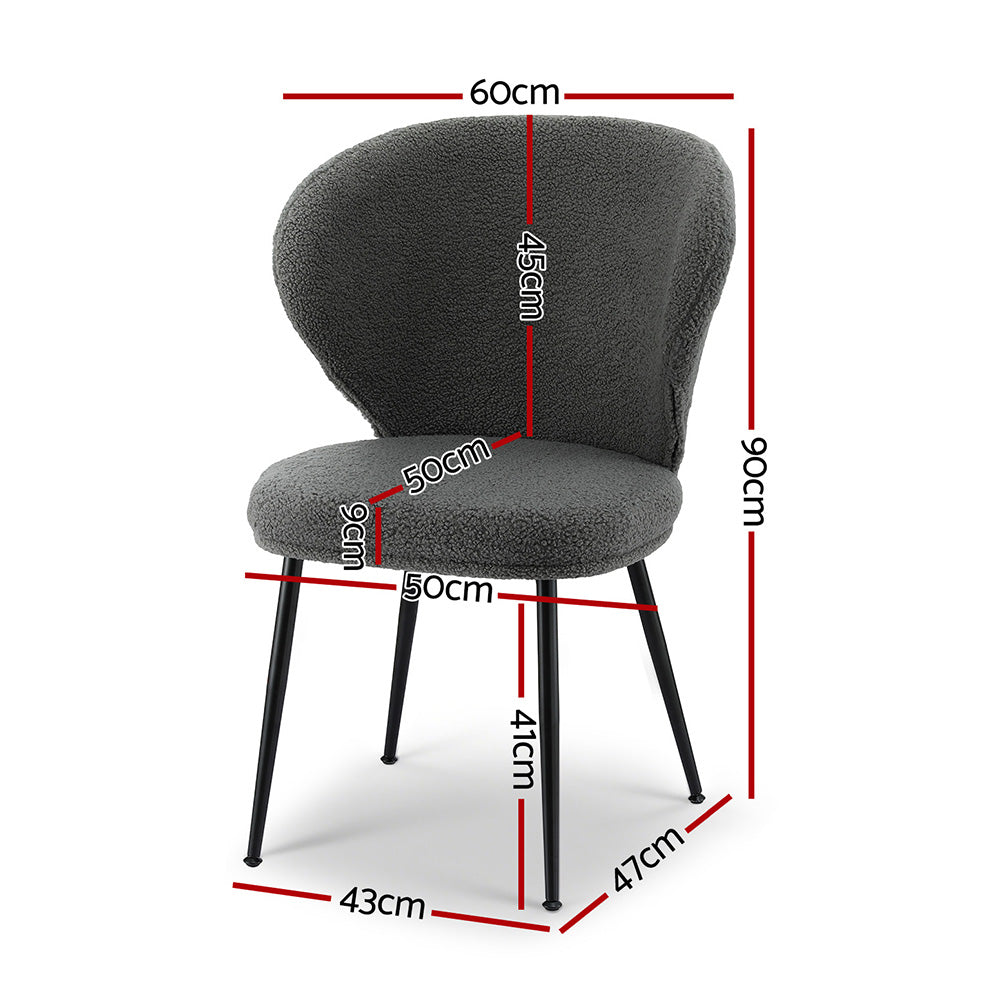 Artiss 4x Dining Chairs Sherpa Boucle Wing Back Grey Awezingly