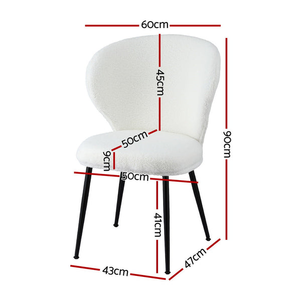 Artiss 2x Dining Chairs Sherpa Boucle Wing Back White Awezingly